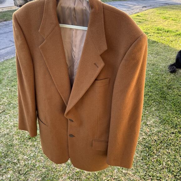 VINTAGE Z CLOTHING BRENTWOOD CALIFORNIA MENS 46” COGNAC BROWN WOOL BLEND BLAZER - Picture 1 of 13